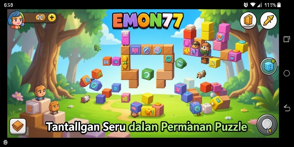 Screenshot gameplay EMON77 yang menunjukkan serunya bermain Puzzle.