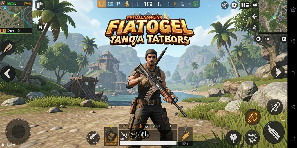 Screenshot utama FIATOGEL menunjukkan petualangan seru di dunia terbuka.