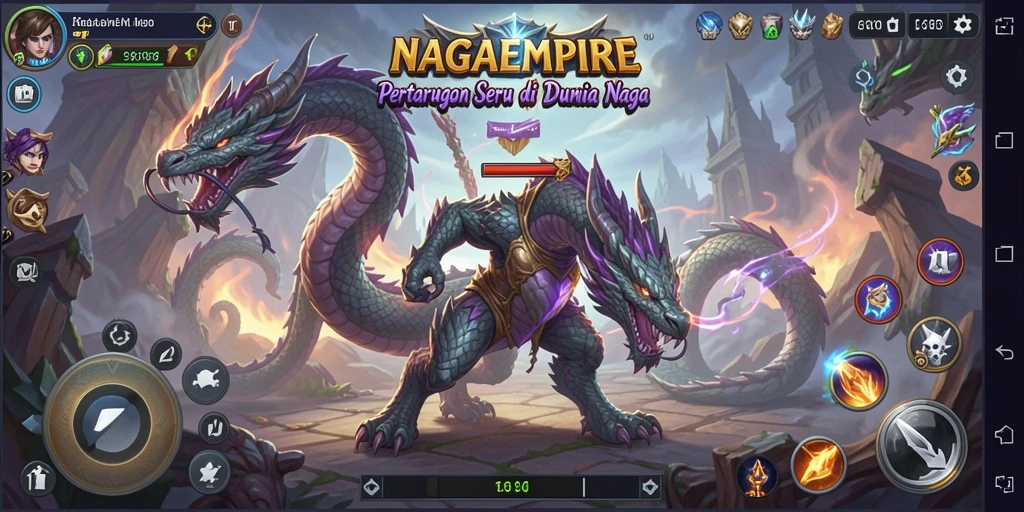 Tangkapan layar menampilkan pertarungan epik di NAGAEMPIRE