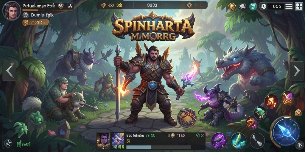 Screenshot gameplay SPINHARTA menampilkan aksi pertempuran yang mendebarkan.